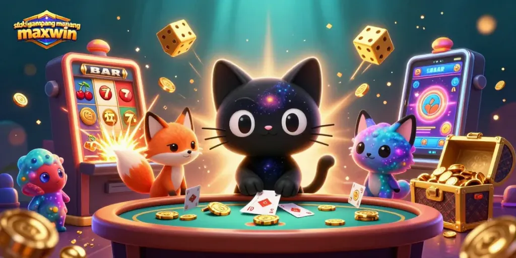 Engage with daftar situs slot gampang menang maxwin in this captivating cosmic casino scene.