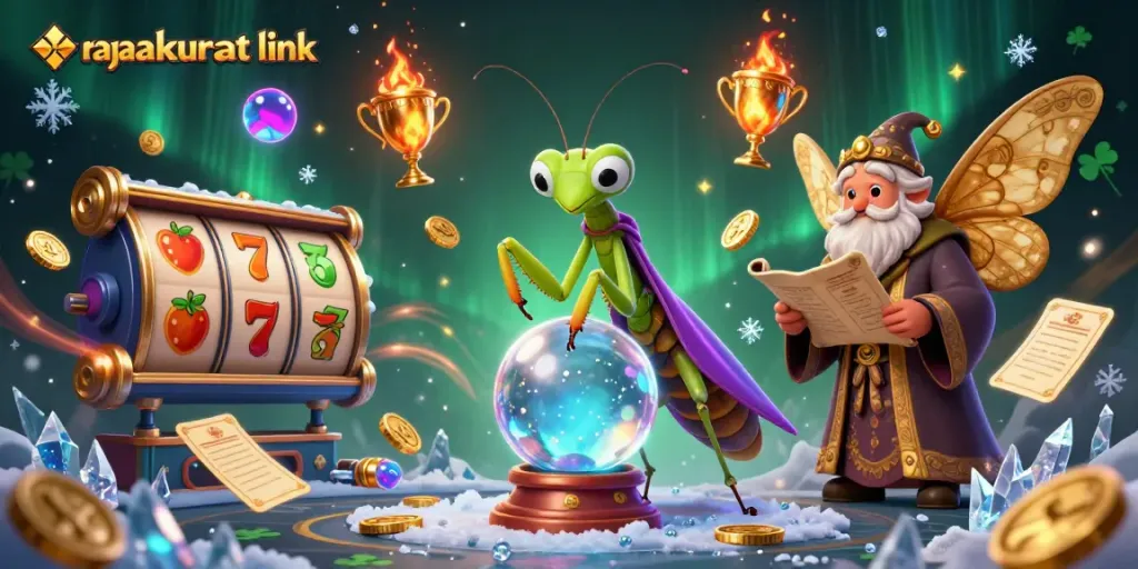 Aksesi rajaakurat link dengan jackpot dan simbol slot dalam ilustrasi kasino 3D yang memukau.