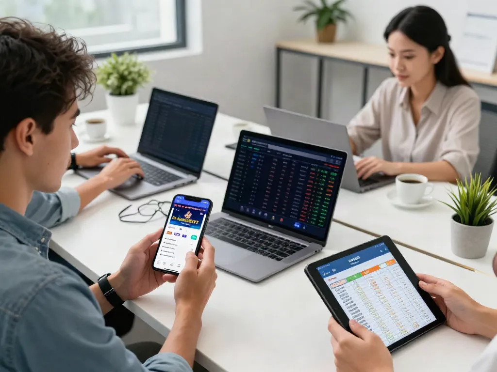 Engaged users exploring features of Rajabandoot, the premium togel information portal.