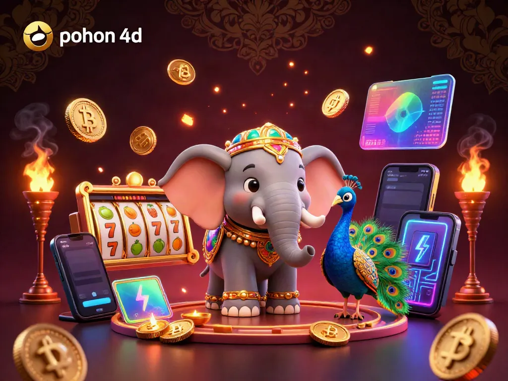 Experience excitement with pohon 4d's vibrant jackpot slots in a dazzling 3D scene.