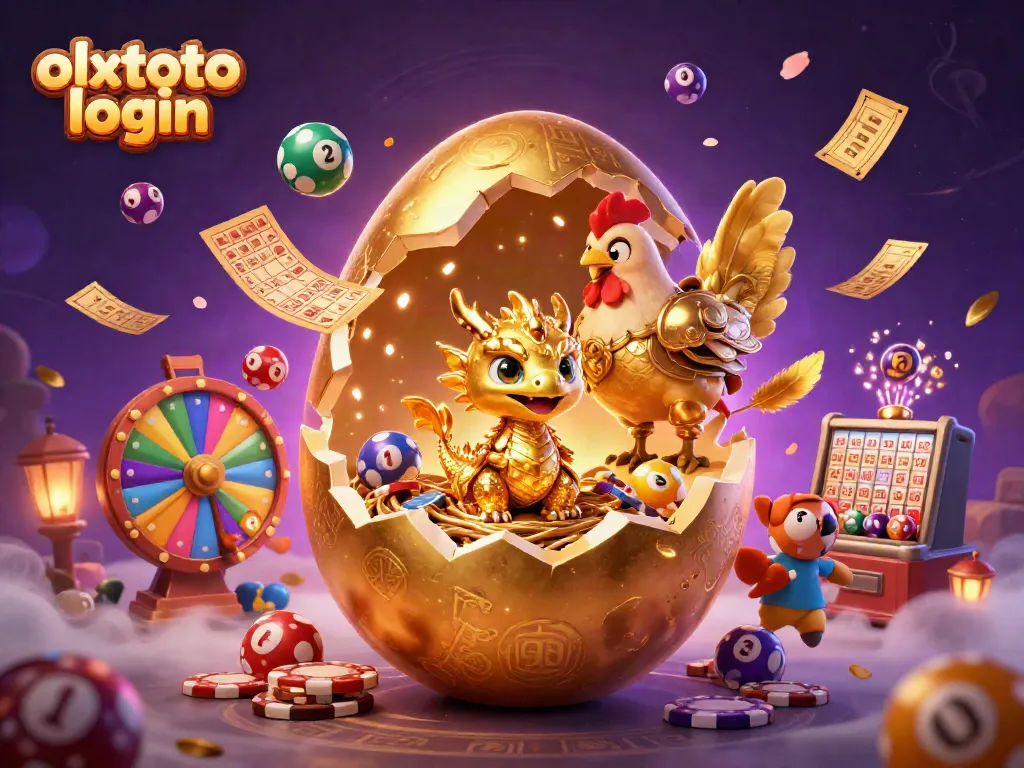 Experience olxtoto login with a vibrant scene featuring a golden dragon and dynamic lottery elements.