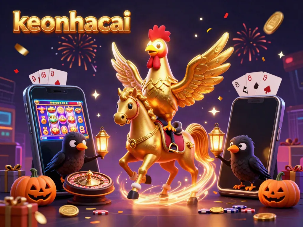 Experience the thrill of gaming with keonhacai through this vibrant 3D illustration showcasing casino excitement.