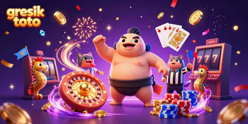 Experience the thrill of gresik toto with a vibrant 3D underwater casino scene featuring dynamic gaming elements.