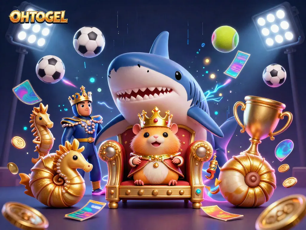 Gambarlah OHTOGEL dengan raja hamster emas dan elemen judi olahraga yang dinamis.