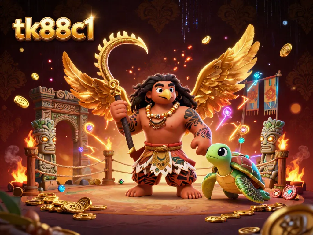 Engage in thrilling adventures with tk88c1's online casino featuring Hawaii-themed elements and dynamic gaming visuals.
