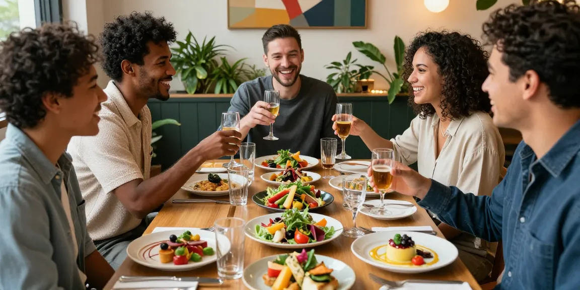 Friends enjoying exquisite dishes at TrestleOnTenth, highlighting modern dining experience at Sydney303.