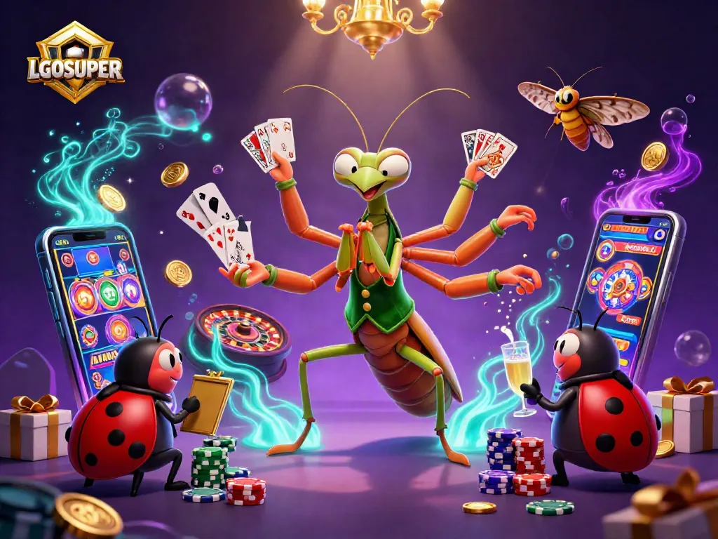 Experience exciting gameplay with LGOSUPER characters like a card sharp mantis and ladybug pit boss.