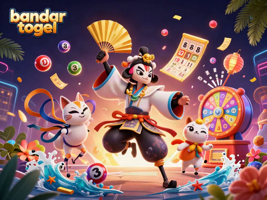 Menangkan permainan bandar togel dengan karakter unik dan bola lotere berwarna-warni yang dinamis.