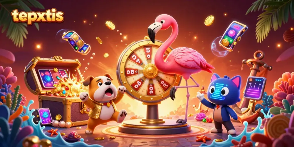 Menang besar di texpertis dengan ilustrasi slot dan jackpot yang mengesankan.