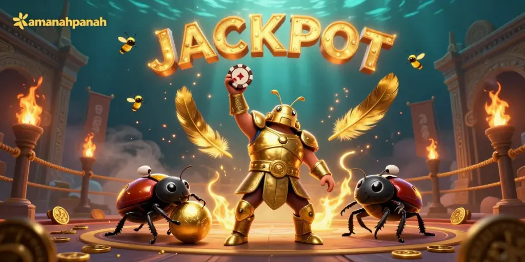 Slot gacor di amanahpanah dengan simbol keberuntungan dan kemenangan besar.