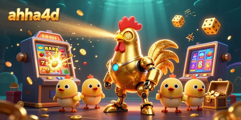 Engage with ahha4d's thrilling casino experience featuring vibrant slot machines and animated characters.