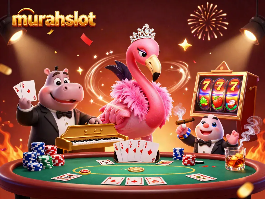 Play exciting slot games at murahslot with stunning visuals of lively characters and casino action.