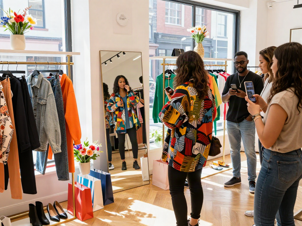 Friends shopping for trendy outfits at boutique, showcasing situs bro138 styles.