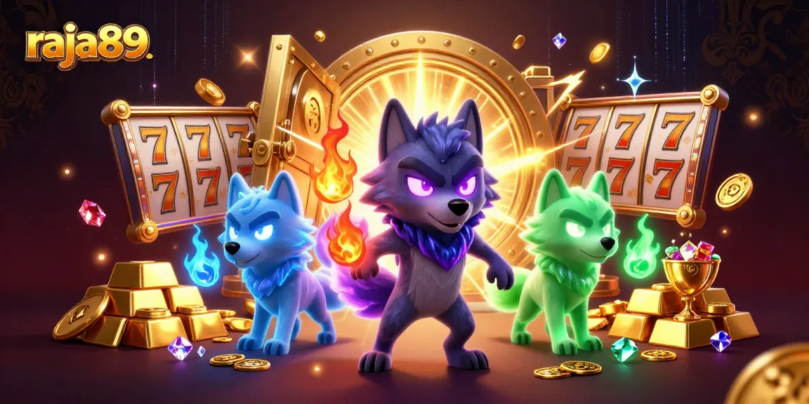 Play slots with raja89's vibrant 3D wolves amidst treasures and gems for exciting wins.