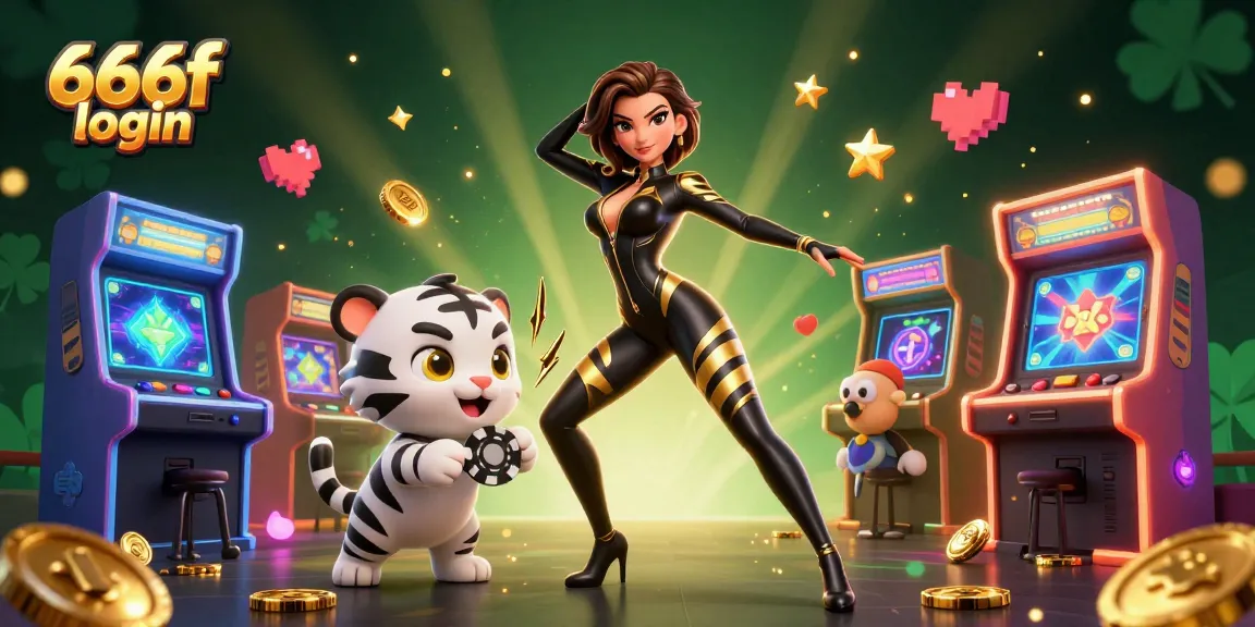 Engage with 666f login through a dynamic casino illustration featuring a captivating woman and playful baby tiger.