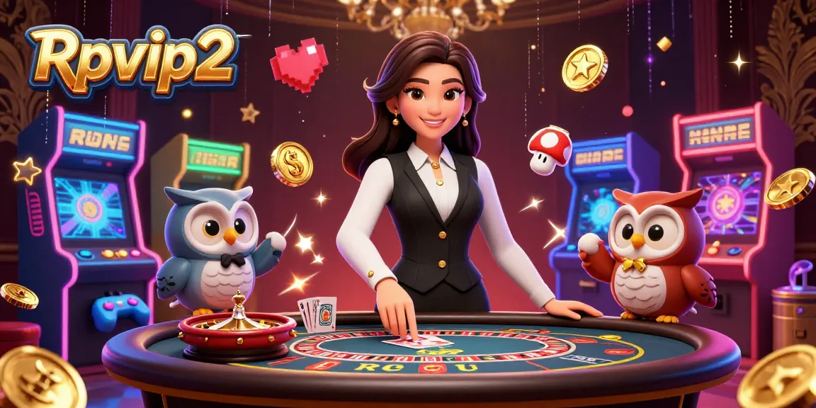 Rasakan Rpvip2 dengan elemen permainan yang hidup, termasuk dealer dan mesin arcade.