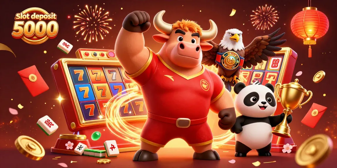 Experience the thrill of slot deposit 5000 adventures with this colorful and engaging casino illustration.