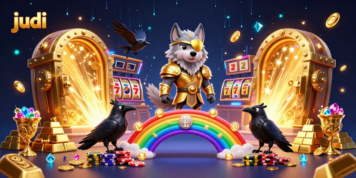 Win big with judi in this vibrant 3D casino illustration featuring Odin and treasure.