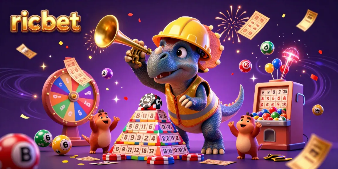 Celebrate casino games with ric bet: a stunning, colorful 3D illustration of a triceratops and friends!