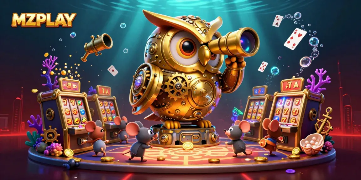 MZPLAY reveals exciting slot action with an enchanting golden owl watching over a bustling casino