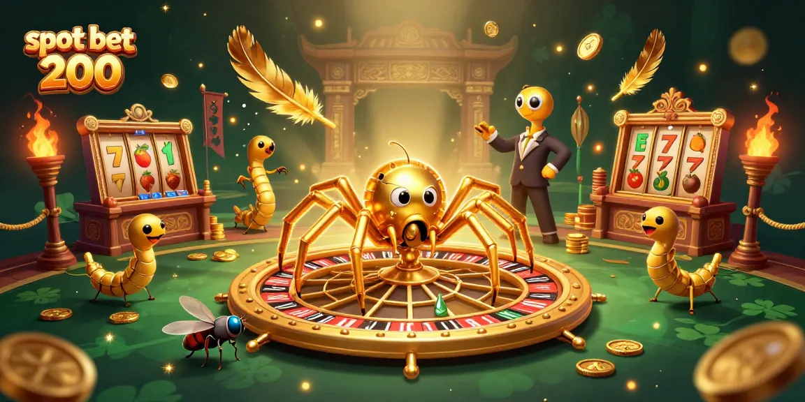 Experience the thrill of a slot bet 200 with a golden spider and centipede croupier.