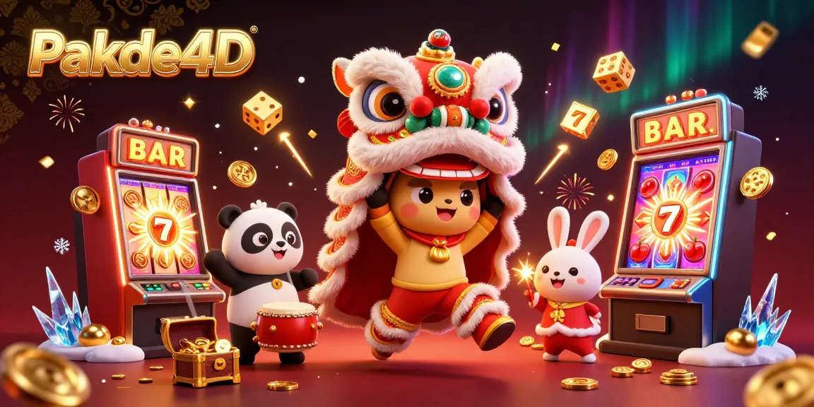 Experience the vibrant Pakde4D lottery atmosphere with colorful casino elements and engaging characters.