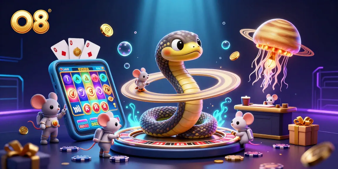 Experience thrilling bets with O8 at a cosmic casino featuring vibrant gaming elements.