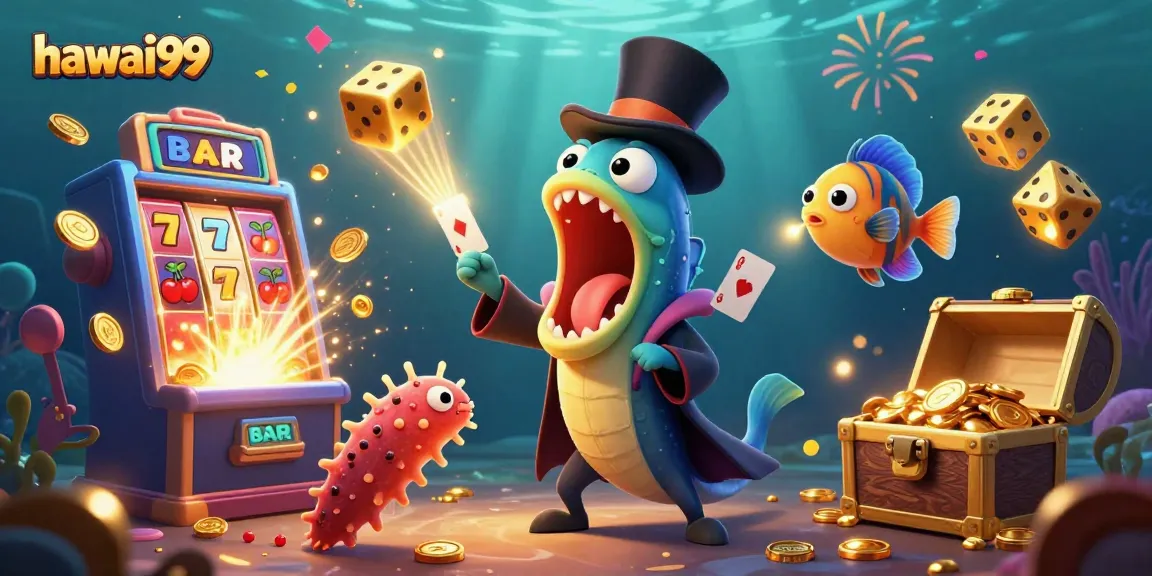 Experience thrilling gameplay with hawai99 as a vibrant underwater casino scene unfolds.