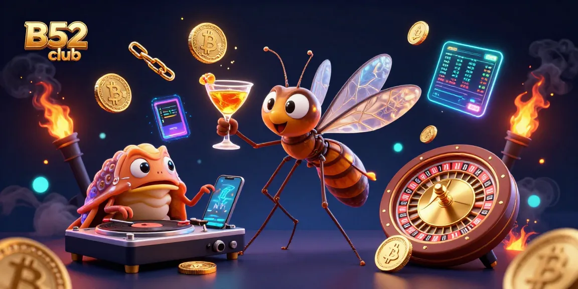 Spin the roulette at B52club with vibrant, 3D casino elements and characters.
