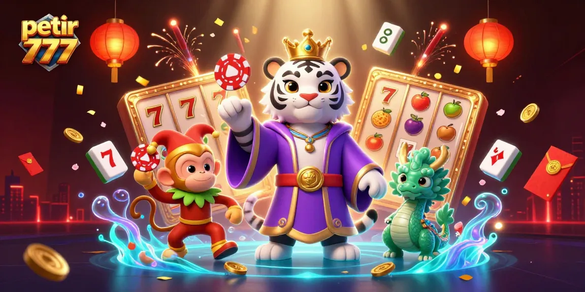 Experience thrilling wins with petir 777 in this enchanting 3D casino illustration featuring iconic symbols and vibrant characters.