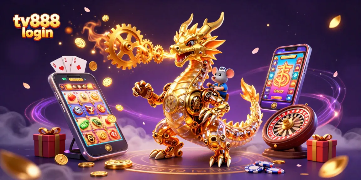 Engage with the exciting slot games on tv888 login as a golden dragon unleashes golden gears and cogs.