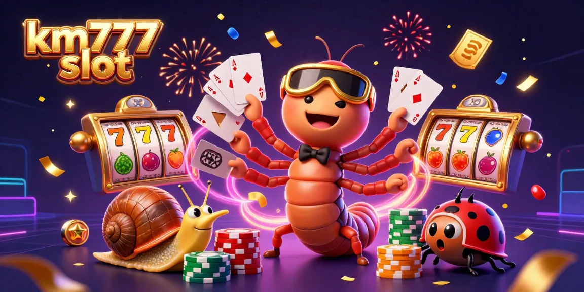 Experience the excitement of km777 slot with vibrant characters and dynamic casino elements.