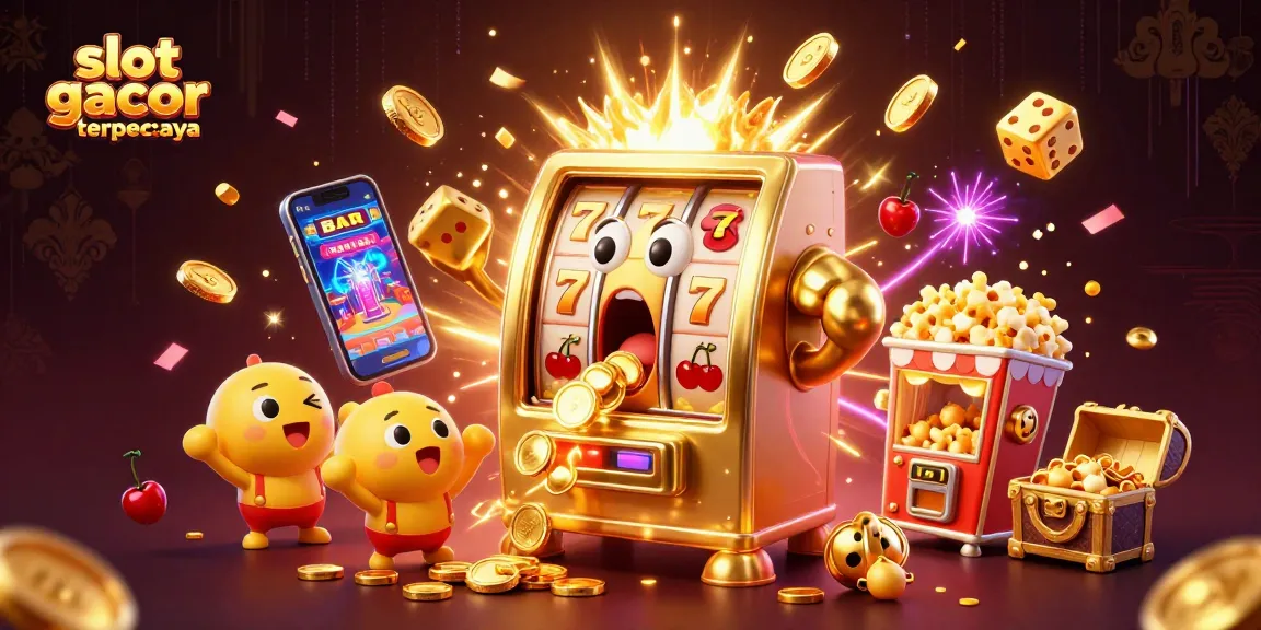 Menyaksikan slot gacor terpercaya meluncurkan koin dari mesin slot yang hidup, dengan suasana kasino yang ceria.