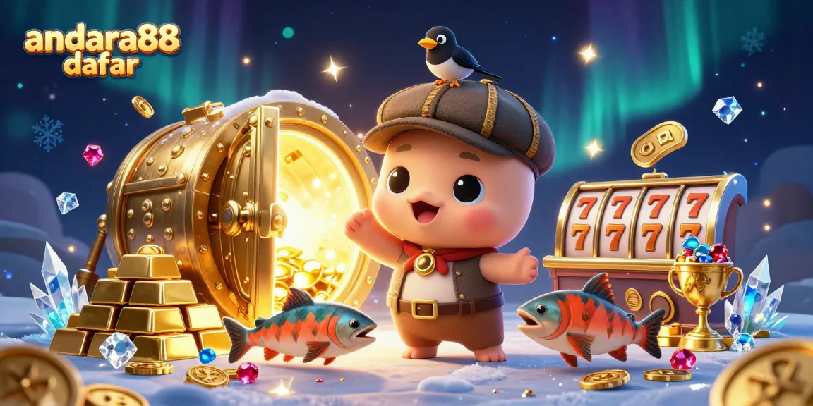 Spin and win at andara88 daftar with vibrant characters and exciting slots in a dynamic 3D scene.