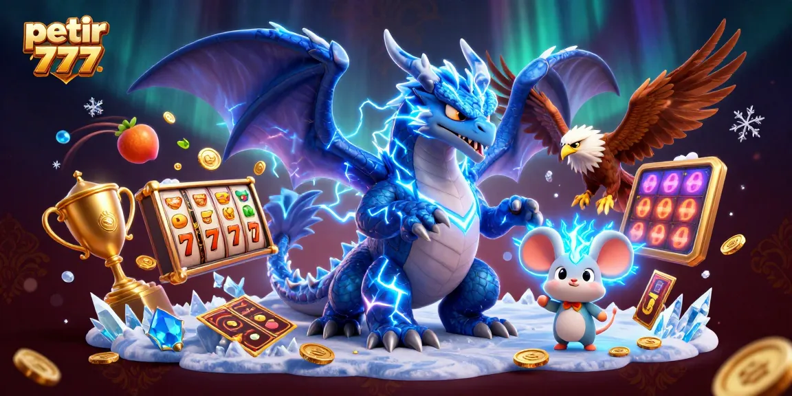 Spin the reels for winnings with petir 777 in this vibrant casino-themed illustration.