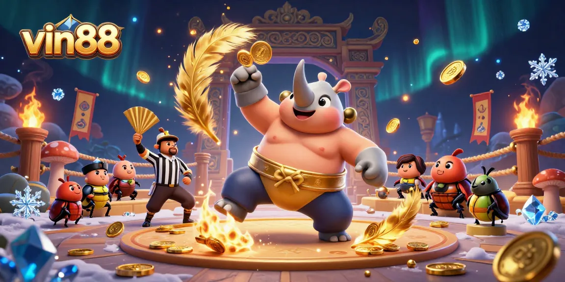 Experience thrilling action at vin88 with a vibrant digital illustration of dynamic casino characters.