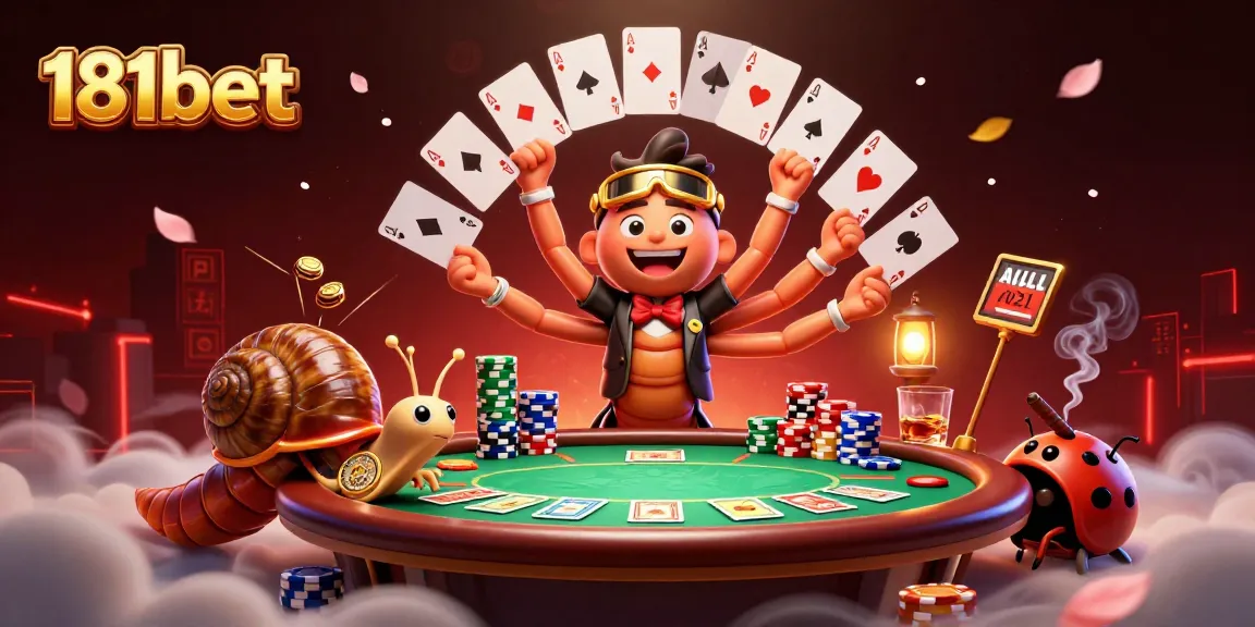 Experience the thrill of 181bet with vibrant card action, major chip stacks, and engaging casino atmosphere.