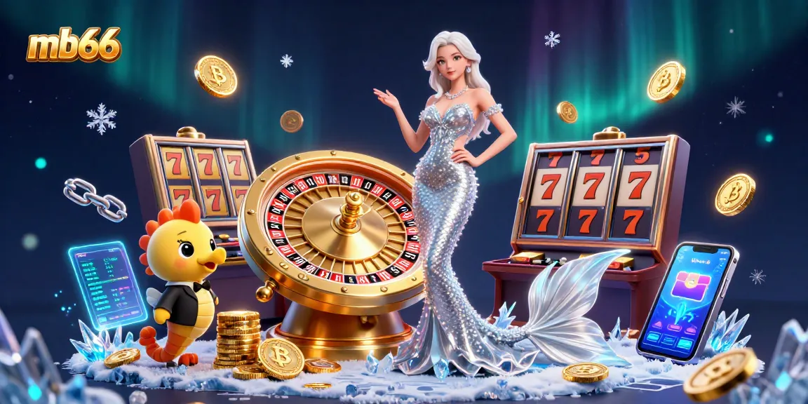 Engage with mb66 as you spin the massive roulette wheel amidst sparkling casino elements and crypto coins.