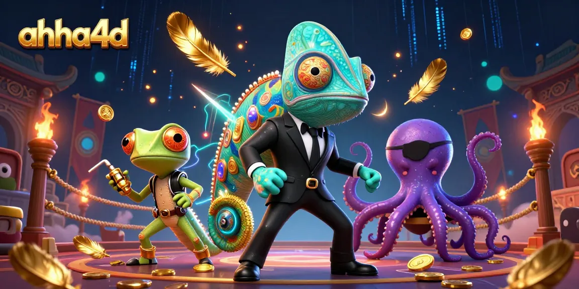 Experience thrill and excitement with ahha4d's dynamic 3D casino scene featuring various vibrant characters and elements.