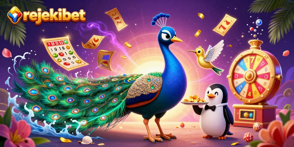 Experience luck with rejekibet as vibrant slot games and golden chips create a lively gaming scene.