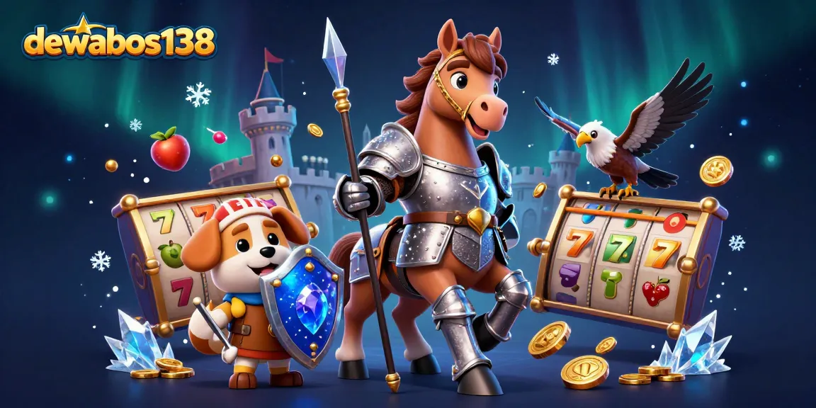 dewabos138 mempersembahkan ilustrasi 3D slot menarik dengan karakter ksatria dan elemen jackpot.