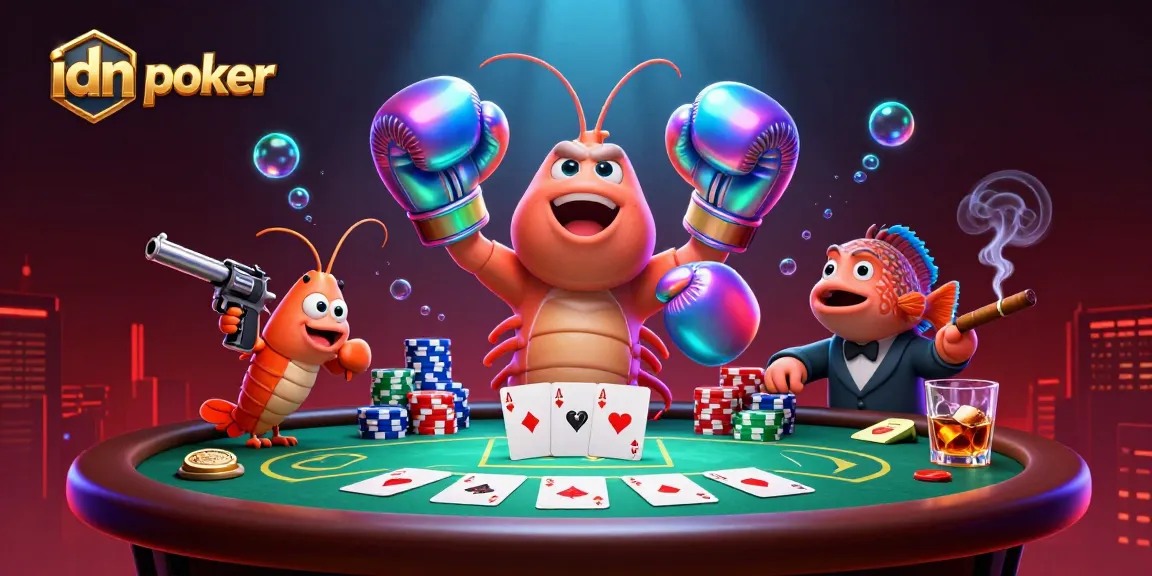 Menggenggam kemenangan IDN Poker dengan mantis udang, udang pistol, dan grouper terumbu dalam suasana permainan yang seru.