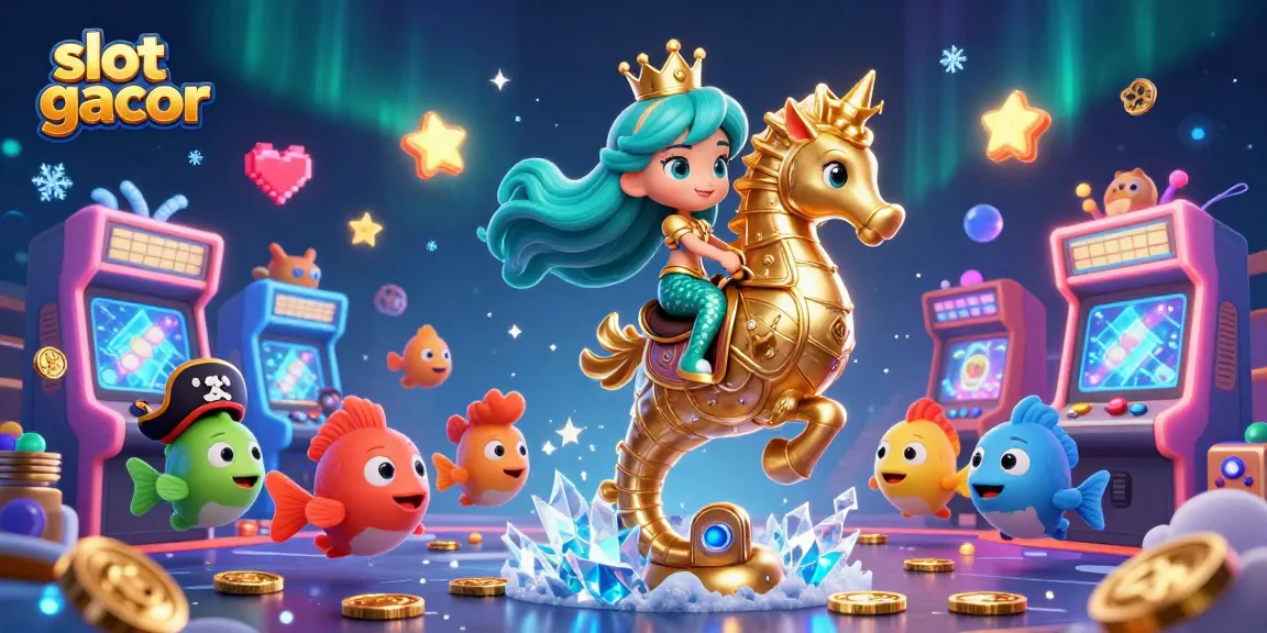 Engage with exciting slot gacor action featuring vibrant mermaid and seahorse characters.