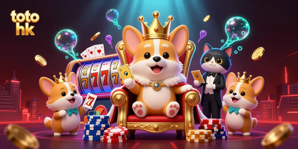 Menang besar dengan toto hk dalam ilustrasi kasino penuh warna dan elemen beruntung