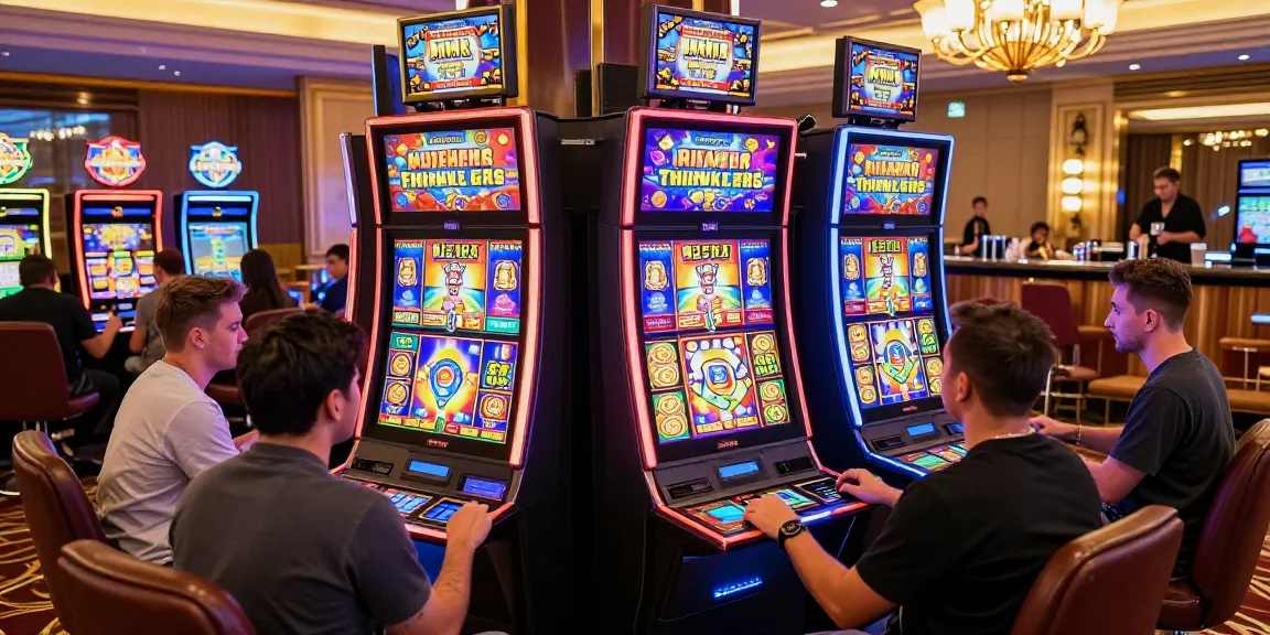 Suasana permainan LUXURY777 dengan pemain slot dan suasana kasino yang meriah.