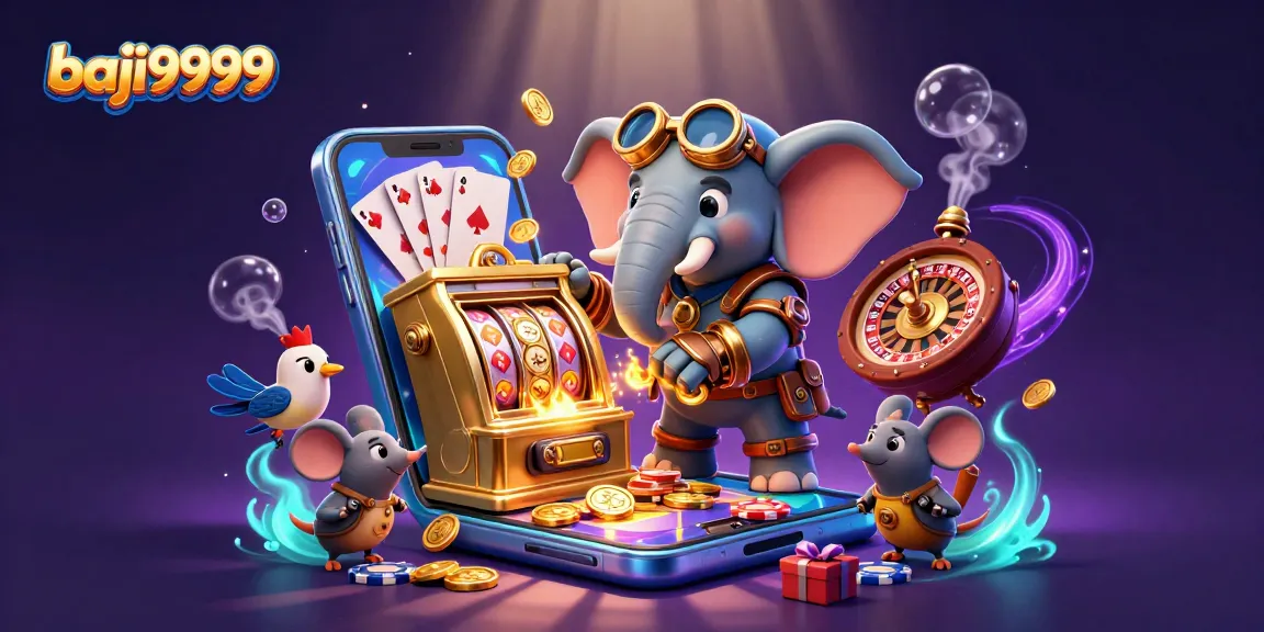 Spin the reels and win with baji9999 in this vibrant 3D casino illustration featuring an engaging steampunk theme.