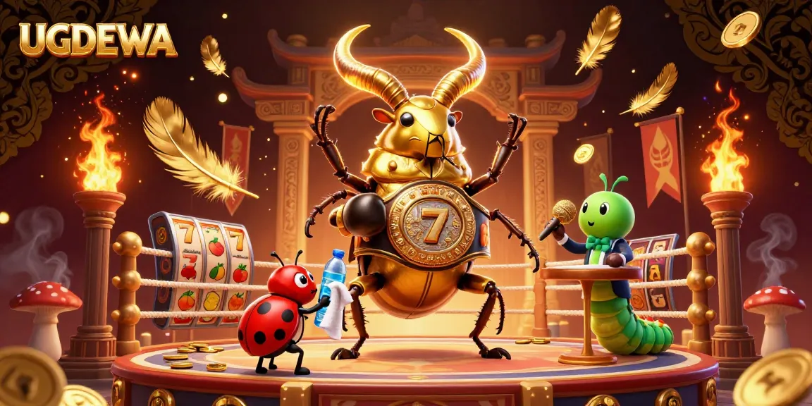 Engage in thrilling gaming experiences with UGDEWA's vibrant 3D casino illustration showcasing exciting slot game elements and rich atmospheric effects.