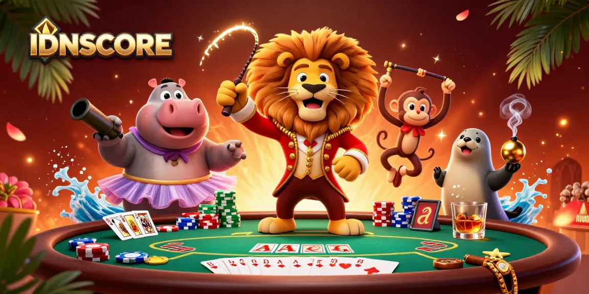 Experience engaging gameplay with IDNSCORE as a lively casino scene comes to life with vibrant characters.