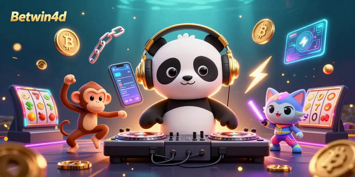 Experience Betwin4d with a lively casino atmosphere featuring a DJ panda and animated characters.
