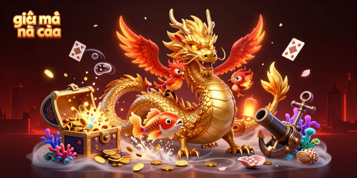 Engage with the game using giải mã nhà cái featuring a golden dragon, phoenix, and koi fish!